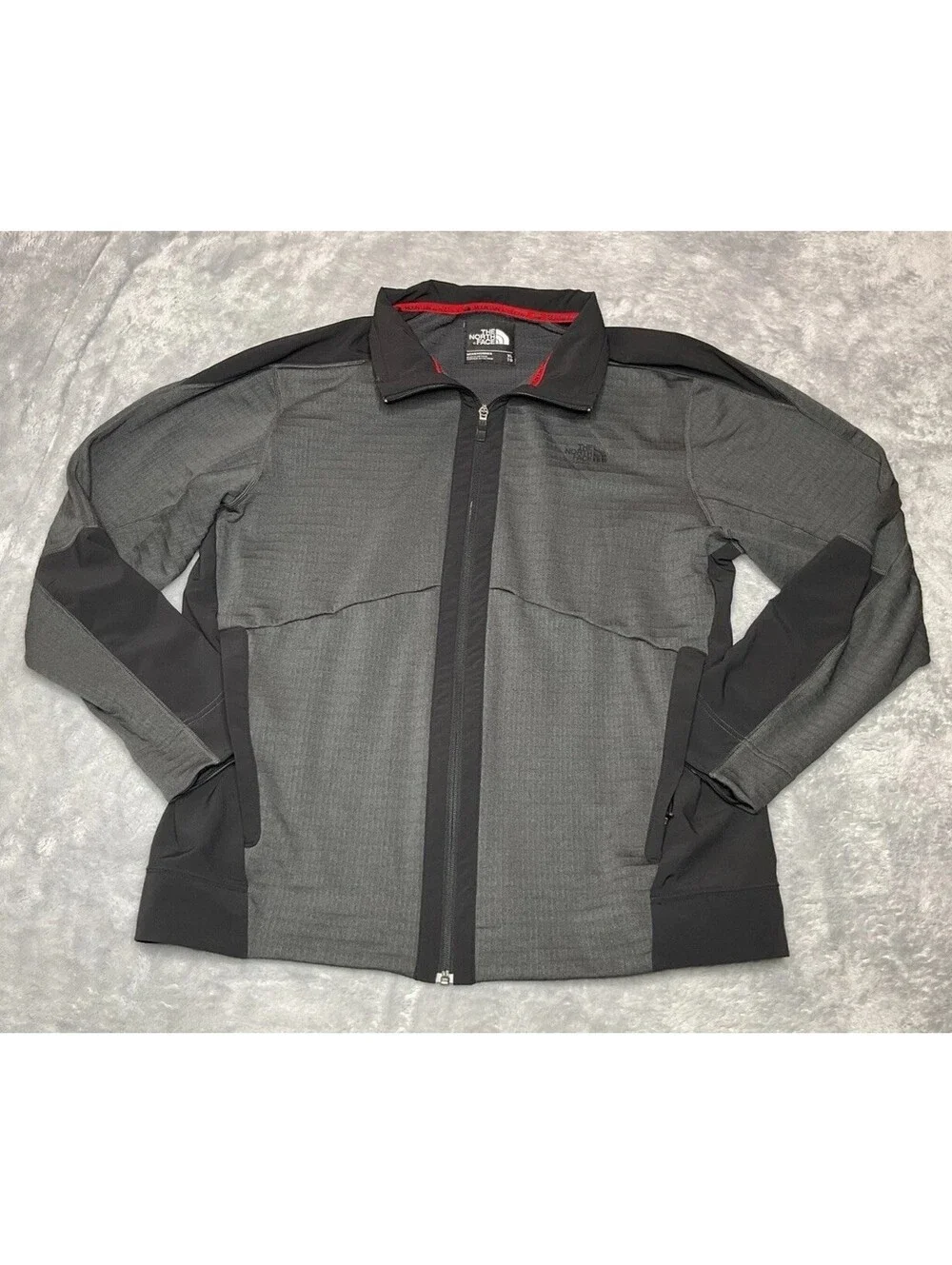 The North Face Soft Shell Waffle Grid Jacket Mens XL Full Zip Gray Black